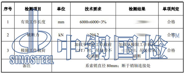 吊具檢測項目結果