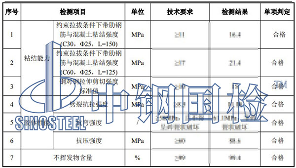 植筋膠檢測項目結(jié)果