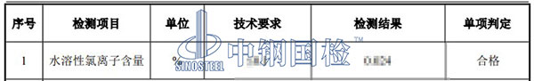 混凝土檢測(cè)氯離子試塊檢測(cè)結(jié)果